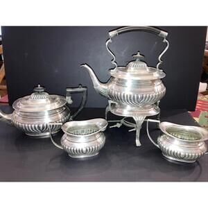 Antique EHP Made in Sheffield England 100 Crafton EPNS 5 Pcs Tea Set Silverplate